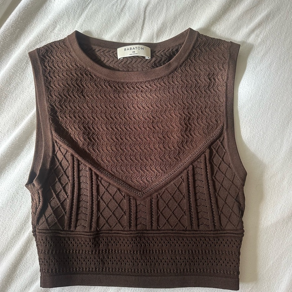 Babaton Brown Textured Crop Top
